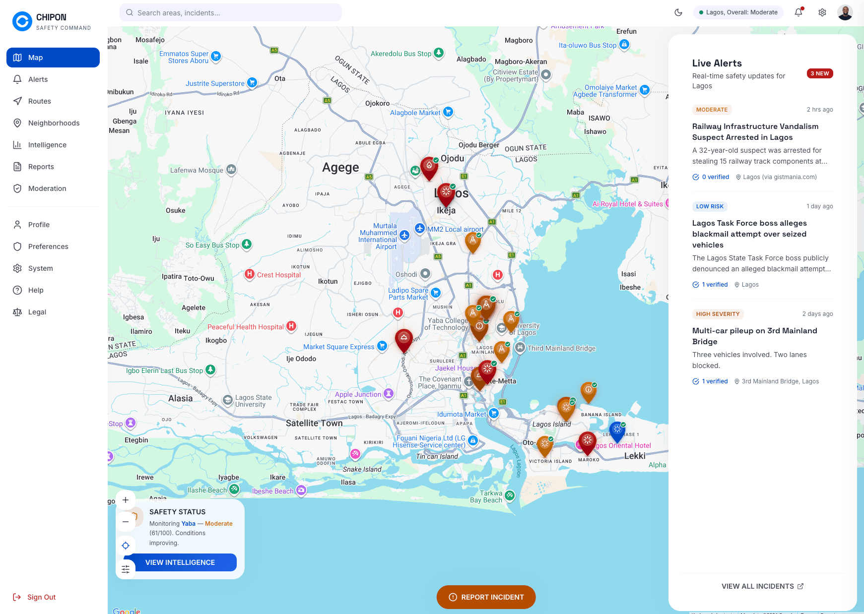 Neighborhood safety map